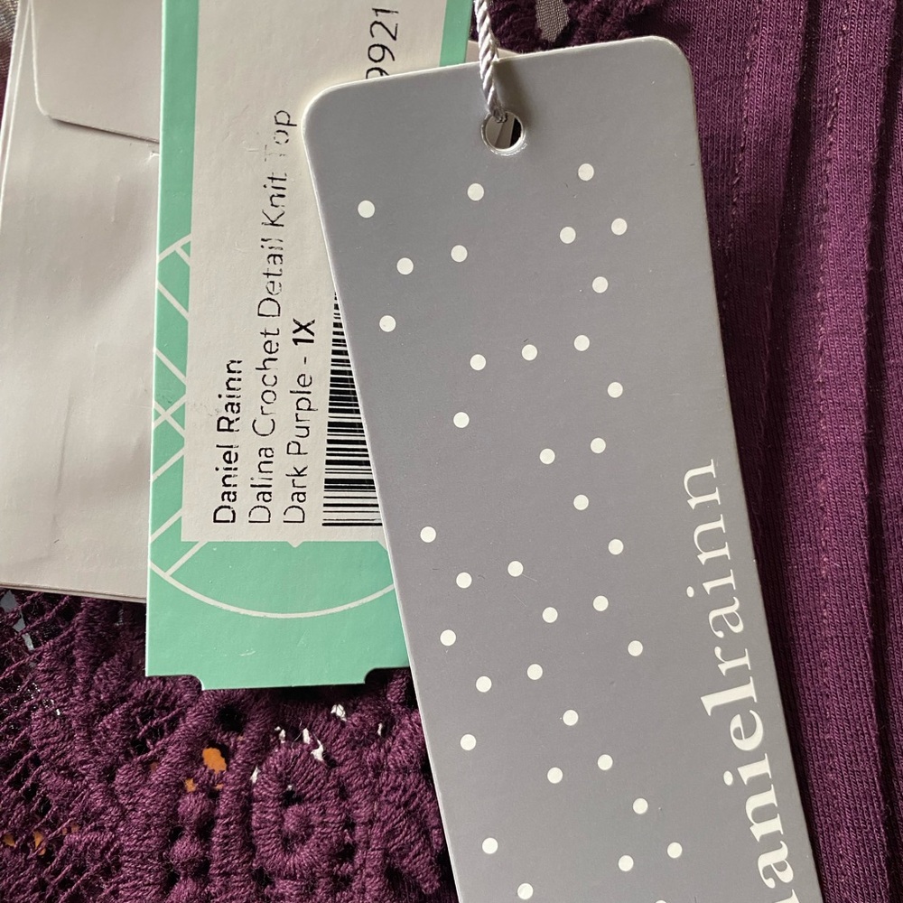 Danielle Rainn  eggplant purple ladies 1X 
3/4 sleeve. NWT. Many details! NWT - Picture 8 of 8